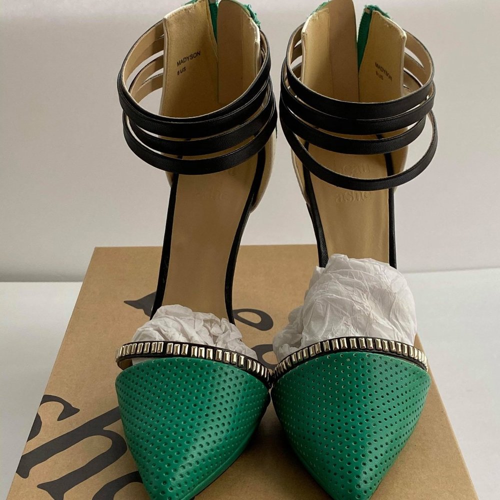 Madyson Green/Black/White Heels Pointed Toe